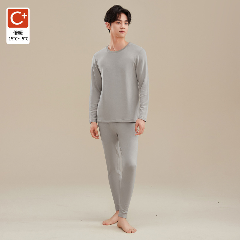 男士德绒发热保暖内衣套装羊毛蚕丝蛋白冬季抗菌加绒加厚秋衣秋裤|undefined