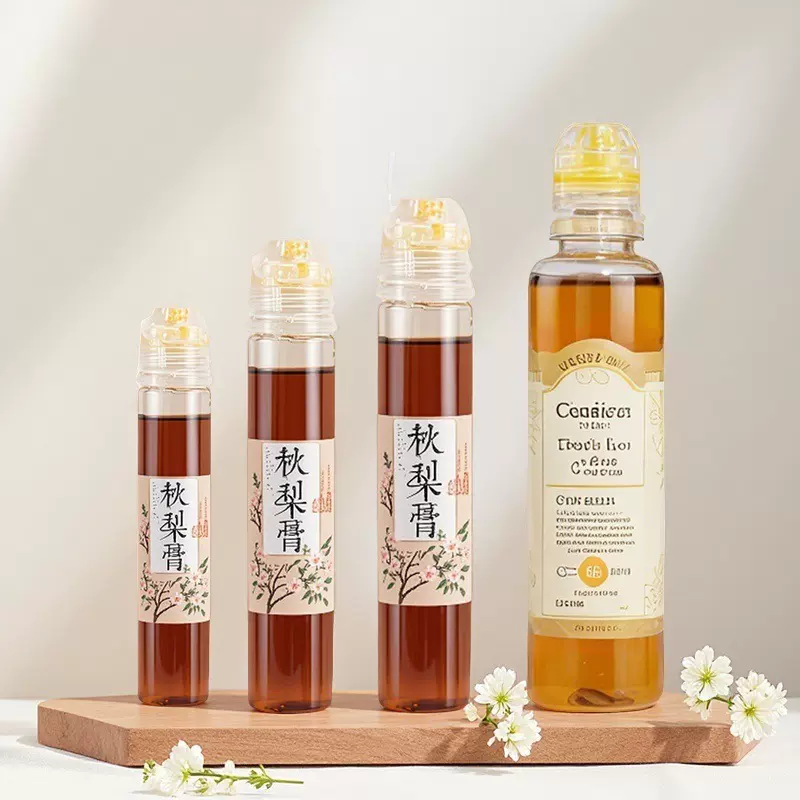 蜂蜜挤压塑料瓶透明圆柱梨膏瓶食品级pet小容量吸嘴盖膏滋挤挤瓶
