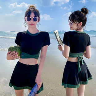 2025 New Swimsuit Women's Separates Sexy Skirt Style Small Breast Gathering Korean Ins Fresh Student Slim Fairy Style