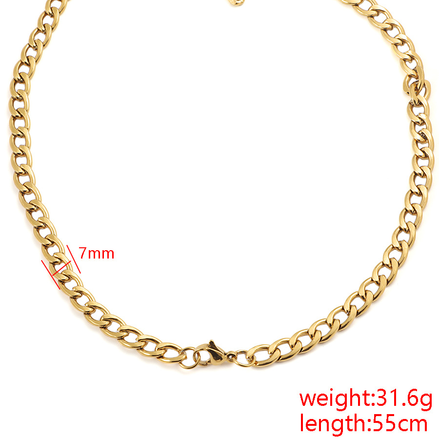 Collier cubain tendance en acier inoxydable pour homme, style hip-hop, chaîne simple à quatre anneaux, vente en gros de bijoux à faire soi-même._voghion.com