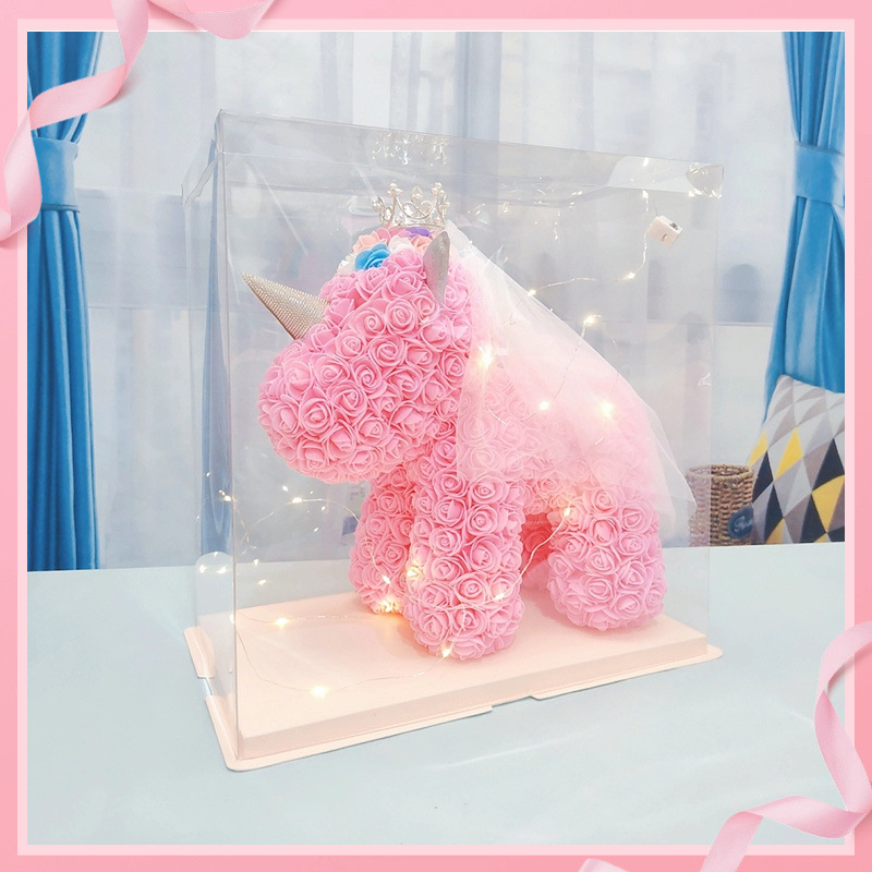 다크 핑크 웨딩 드레스 유니콘 + 선물 상자 가벼운 끈