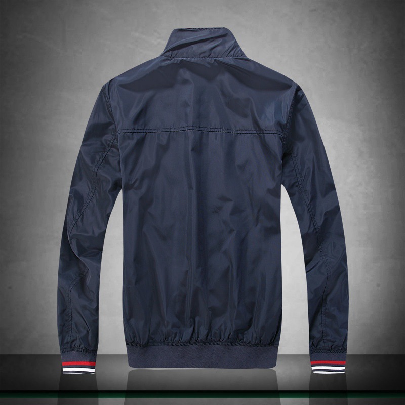 Spring New American Tommy Men's Cardigan Collar Windbreaker Jacket Fashionable Casual Middle-aged Jacket Pullover