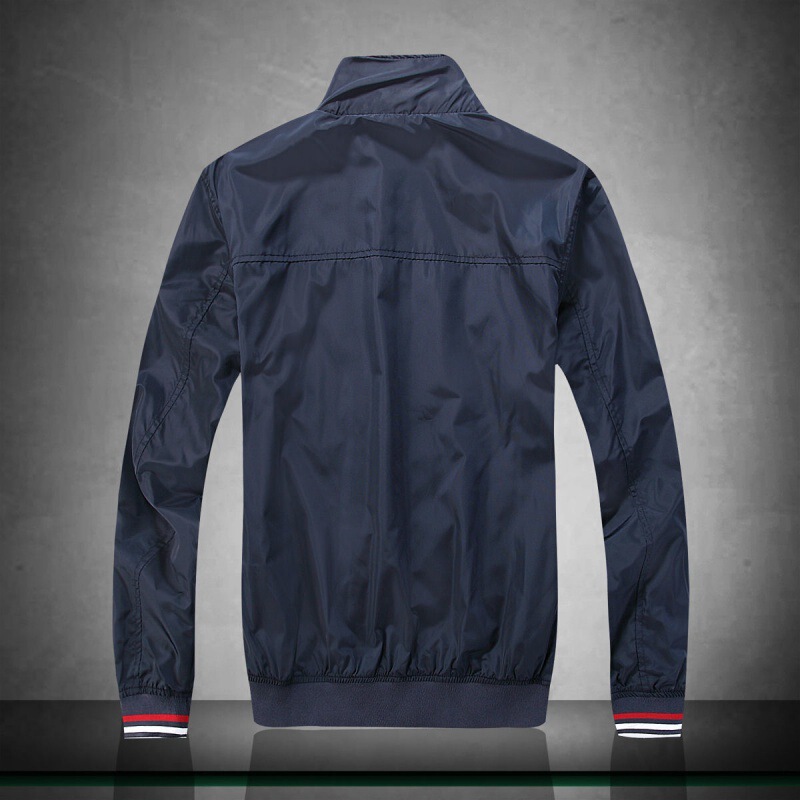 Spring New American Tommy Men's Cardigan Collar Windbreaker Jacket Fashionable Casual Middle-aged Jacket Pullover