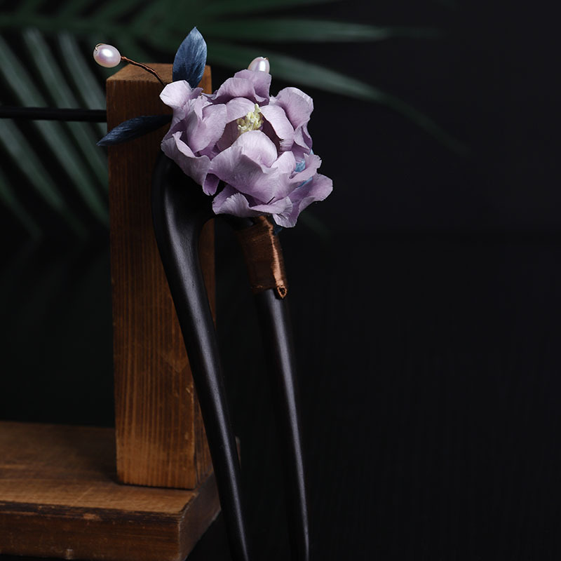 2025 New Handmade Intangible Cultural Heritage Velvet Flower Hair Accessories Chinese Style New Chinese Style Purple Peony Flower U-Shaped Hairpin Retro 2025 New Handmade Intangible Cultural Heritage Velvet Flower Hair Accessories Chinese Style New Chinese Style Purple Peony Flower U-Shaped Hairpin Retro
