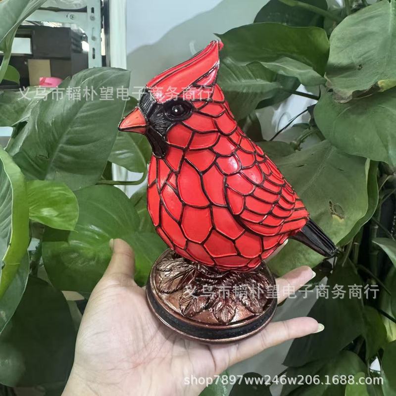 跨境摆件Cardinal Lamp装饰红鸟动物台灯树脂装饰摆件|undefined