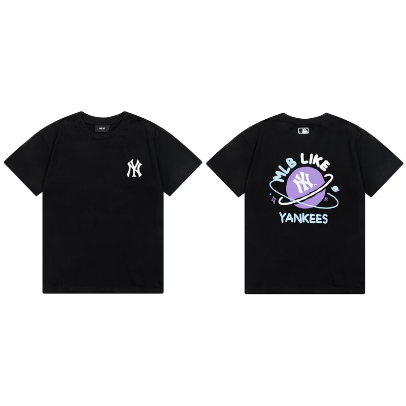 クロスボーダーMLB新ロゴ刺繍ファッション半袖フルプリントルーズTシャツ男性と女性用、ドロップシッピング|undefined