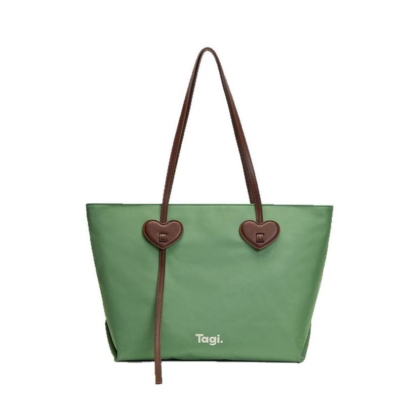 Tagi.「People Make Happy」ラブナイロン大容量バッグ シンプルコントラストカラーショルダーバッグ 通勤トートバッグ|undefined