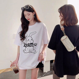 Maternity Wear White T-Shirt Summer 2025 Petite Fashion Cute Pregnancy Belly-Covering Non-Pregnancy Top Thin