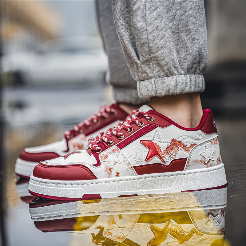 2024 Herbst neue Herren Drachenjahr Leder geprägte Drachenbrettschuhe Jugendstudenten trendige Schuhe Live-Sport Herrenschuhe_voghion.com