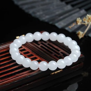 Imitation white jade bracelet round beads bracelet jewelry DIY bracelet imitation Hetian white jade stall live broadcast drainage wholesale