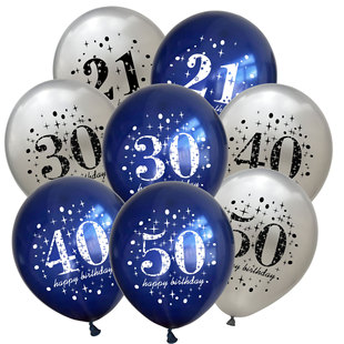 Amazon 12 inch 30 40 50 night blue silver balloon Happy Birthday Party wedding anniversary decoration supplies