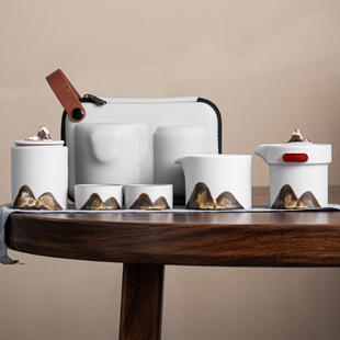 Portable Ceramic Express Cup Travel Tea Set Storage Bag One Pot Two Cups Outdoor Portable High-end Teapot Set