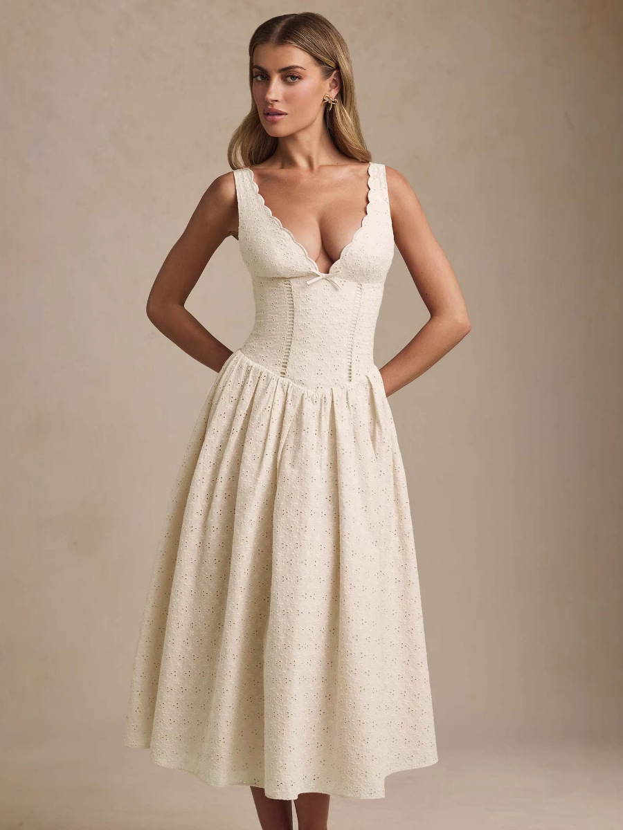 solid color sexy elegant retro dress