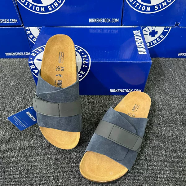 With velcro, blue, suede