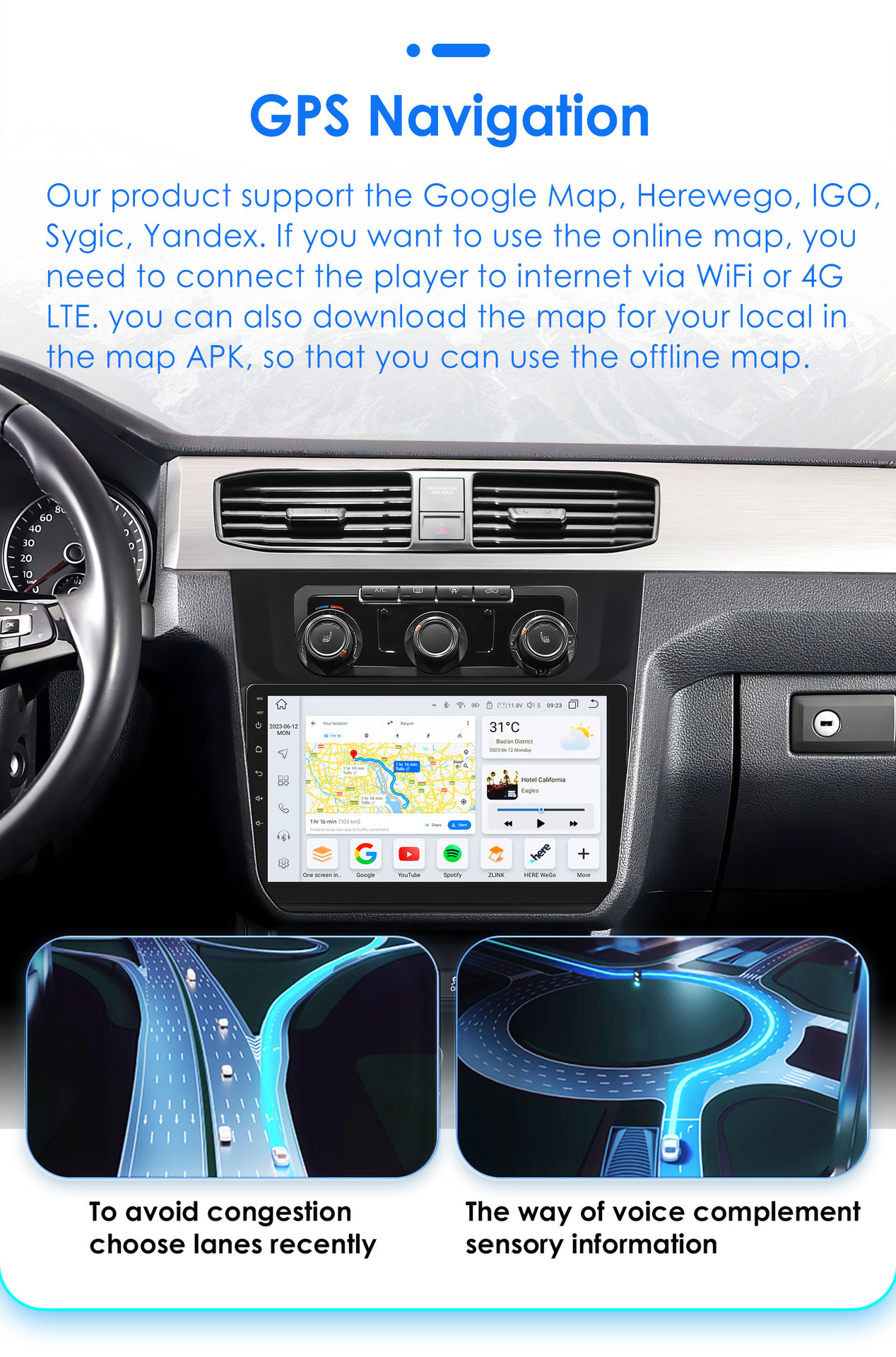 Suitable for Volkswagen Caddy 2015-2018 Models, Android Carplay Central Control Bluetooth Car Navigation