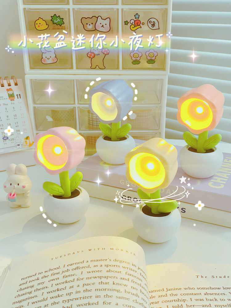 Batterie-Tischlampe Cartoon-Blumen DIY Creme-Gel Nachtlicht Mini-LED Stimmungslicht Kreatives Geschenk Dekofigur