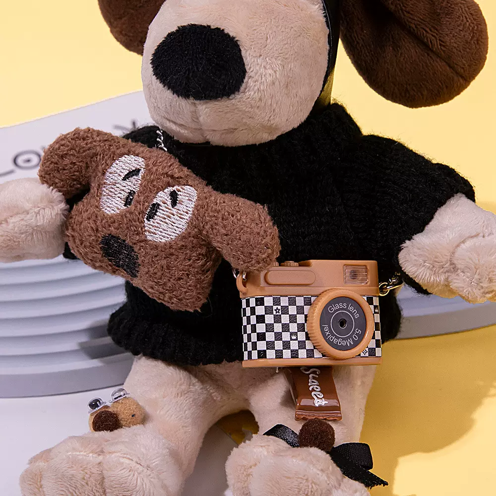 棉花娃娃穿搭发声金属绳带复古发光娃用小相机挂饰服装配饰包挂件
