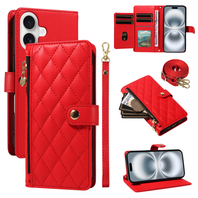 Cross-Border Applicable iPhone 17 Crossbody Chanel-Style Card Slot Zipper Bag Apple 16 Women's Hand-Held Phone Case Cross-Border Applicable iPhone 17 Crossbody Chanel-Style Card Slot Zipper Bag Apple 16 Women's Hand-Held Phone Case