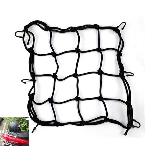Motorcycle helmet net 30x30cm, fuel tank net cover, modified tail box fixed strap, electric vehicle helmet net pocket