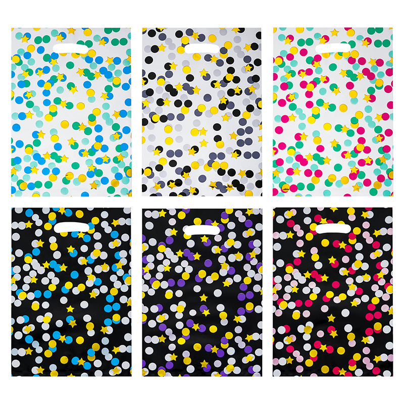 跨境热销星星圆点派对铝膜礼品袋生日快乐主提糖果袋回礼袋可混装