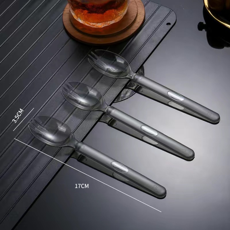 Espeso desechable cucharas negras transparentes empaque independiente horquilla americana horquilla dura cucharas de plástico dulces horquilla de comida occidental