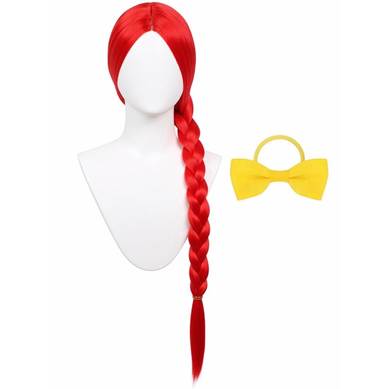 Foreign Trade Cross-Border "Toy Story 4" Jessie Anime Cosplay Wig Red Middle-Parted Single Braid Hairpiece