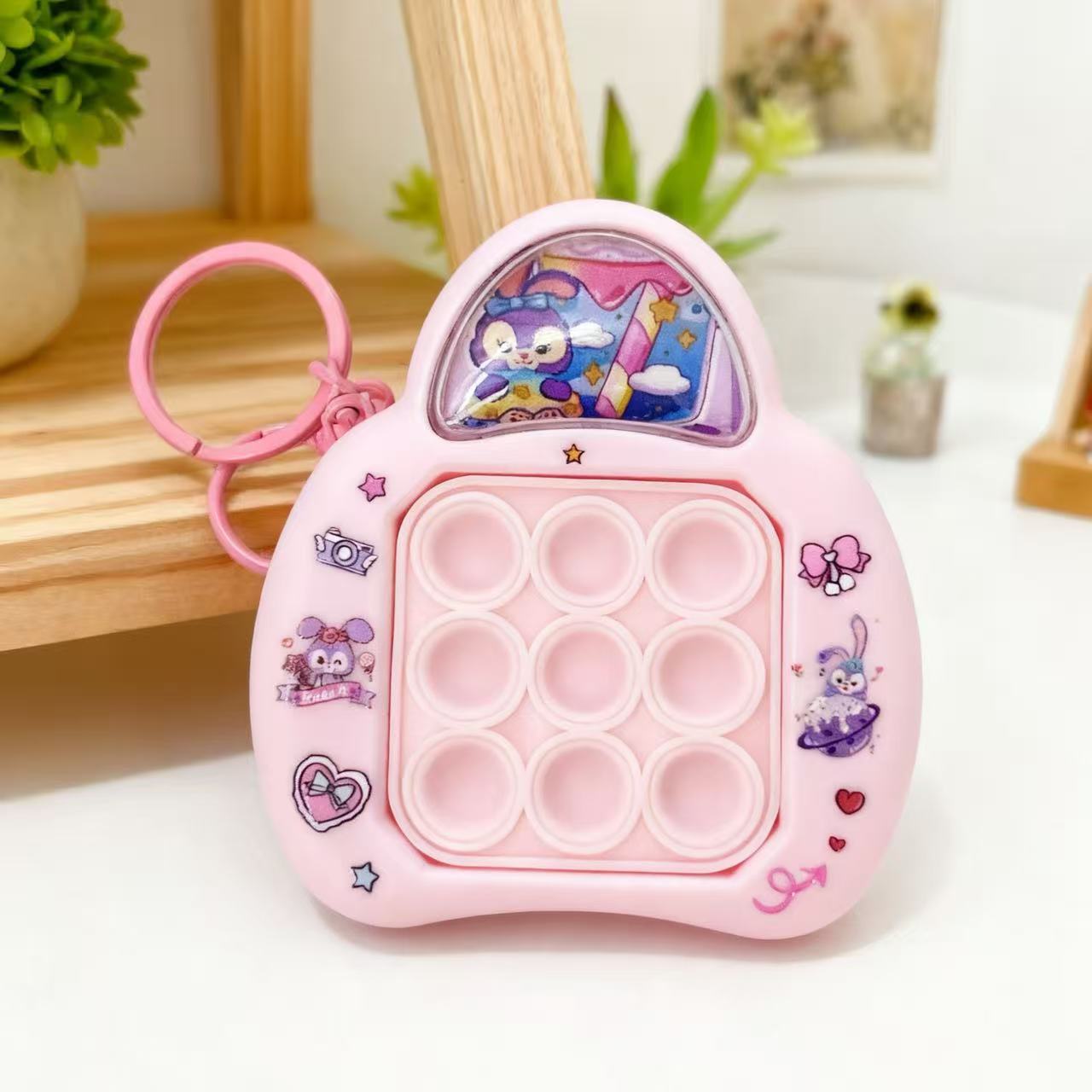 Creativo Sanli botón sonido empuje creativo dibujos animados empuje rápido mini descompresión burbuja llavero bolso colgante