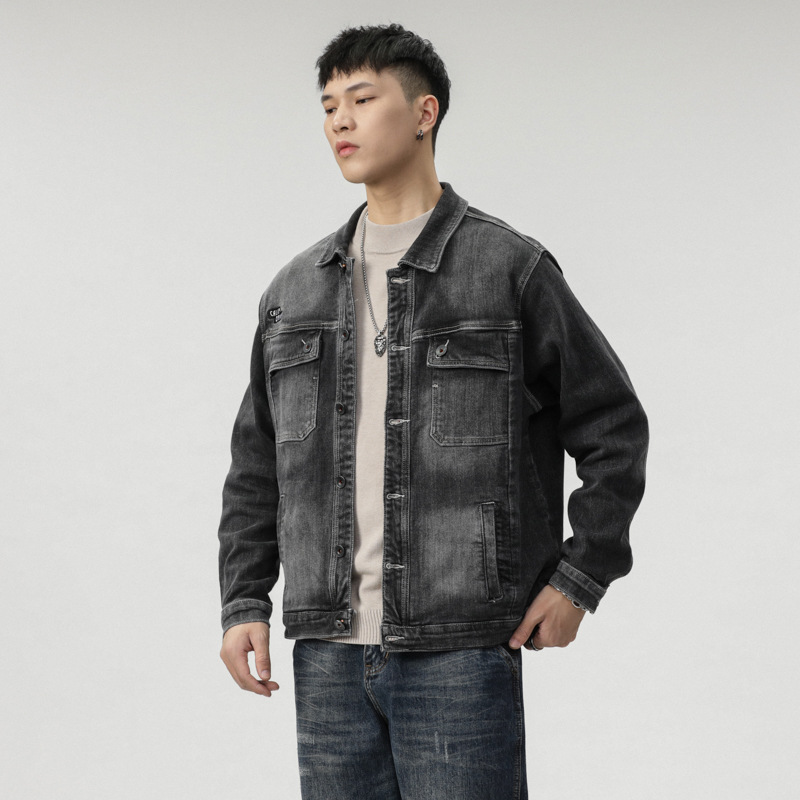 Veste transfrontalière pour hommes d'Amazon portant une veste en jean Joker chemise décontractée tendance pour hommes personnalité mince pour hommes_voghion.com