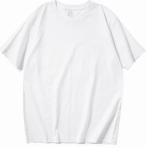 (More Buying, More Benefits) Xinjiang Cotton 220g Heavyweight Pure Cotton Crew Neck T-shirt for Men and Women Loose Summer White Short Sleeve T-shirt
