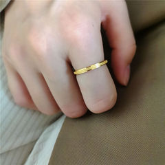 Minimalist Narrow Gold Matte Surface Ring for Women, Korean Style, Uncommon Couple's Matching Ring Bands, Cool Tone, Internet Celebrity Tail Ring