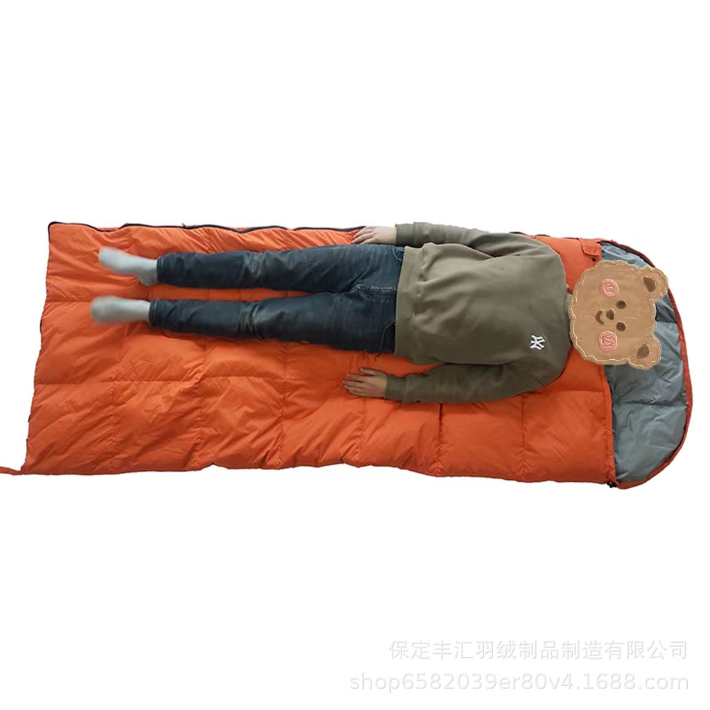 봄 여름용 확장형 침낭은 이불로 완전히 펴서 더블 야외 캠핑 성인용 다운 침낭으로 사용할 수 있습니다.