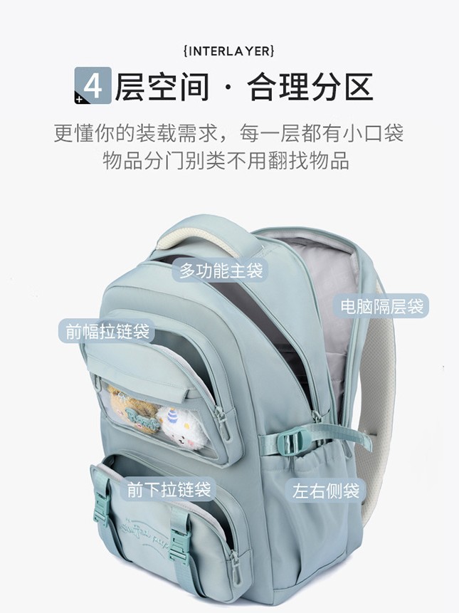 Bolsa de dolor japonesa, mochila de alto valor, mochila transparente para estudiantes de secundaria, mochila de escuela primaria encantadora.