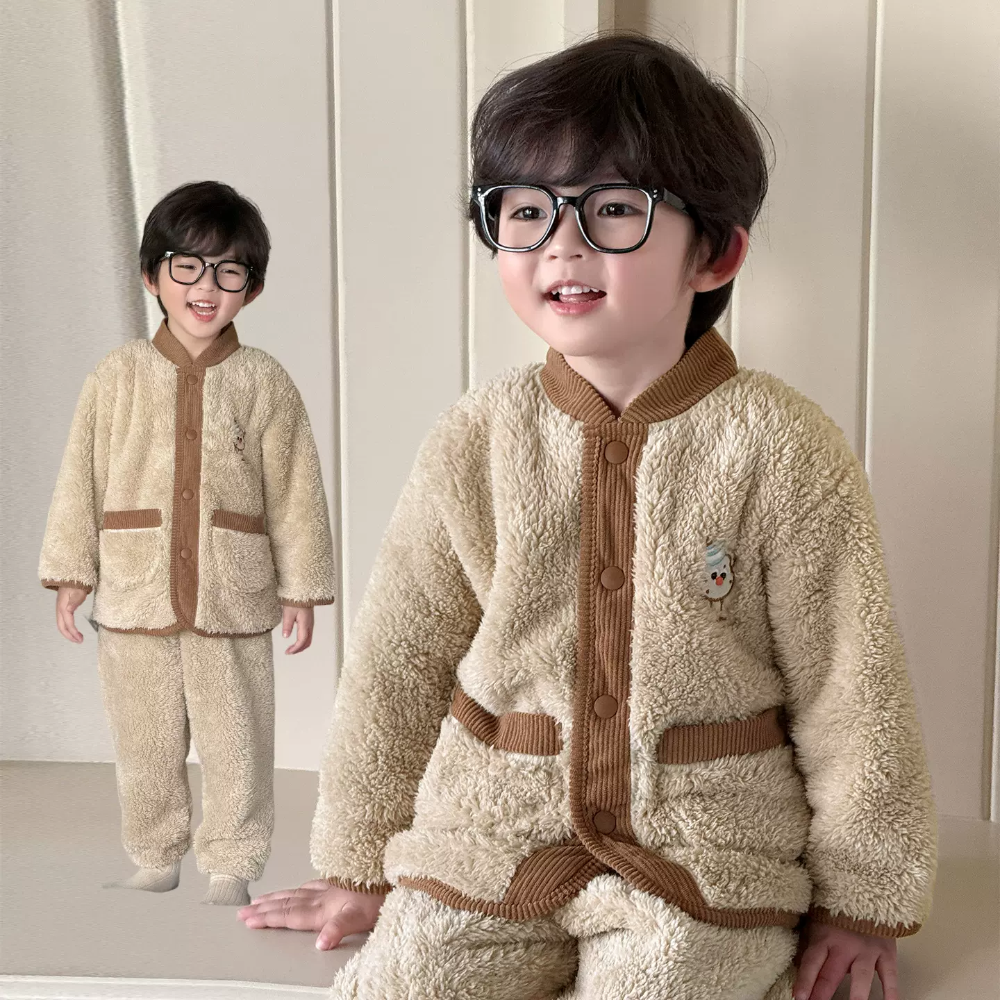 儿童睡衣秋冬季舒棉绒套装宝宝睡衣家居服加厚保暖两件套2025新款