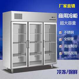 商用冷柜 三门冷藏冰箱 不锈钢门保鲜冷冻柜 玻璃门风冷柜直冷柜