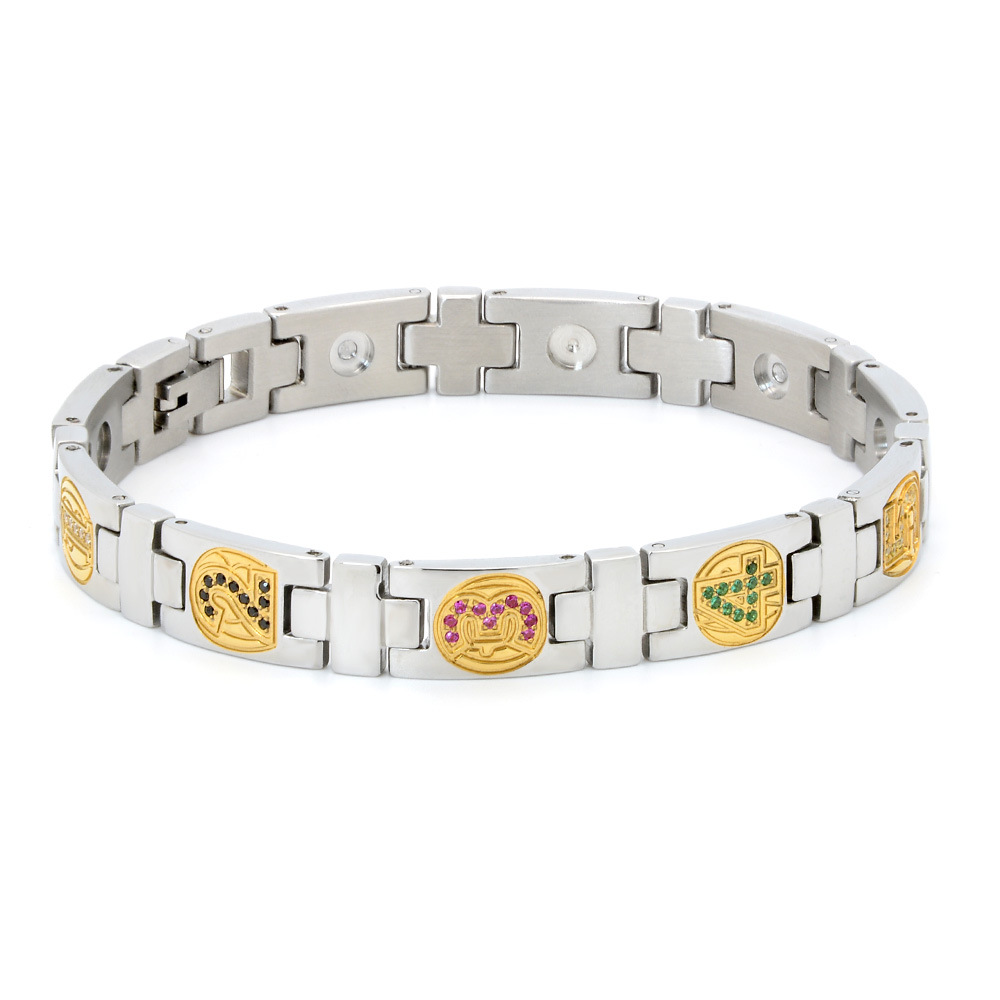 Retro creative Arabic bracelet stainless steel with zircon