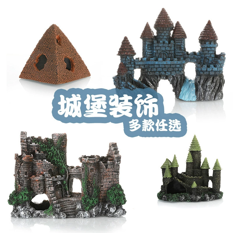 Украшение аквариума Аквариум Ландшафтный дизайн Украшения Избегание рыб Смола Ремесла Архитектура Замок Маленький Замок Пирамида