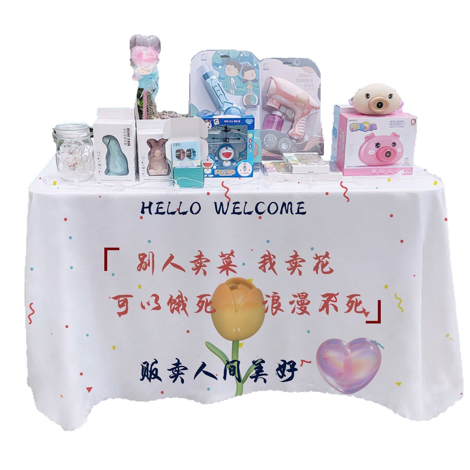 Venta de flores publicitarias publicidad mercado nocturno puestos de mesa tela carro mesa tela tela de mesa acera