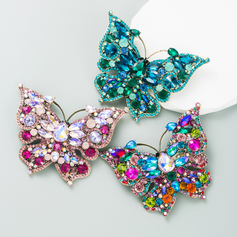Rhinestones Inlay Material Fashion Pin Butterfly Alloy Inlay Rhinestones Women'S Brooches