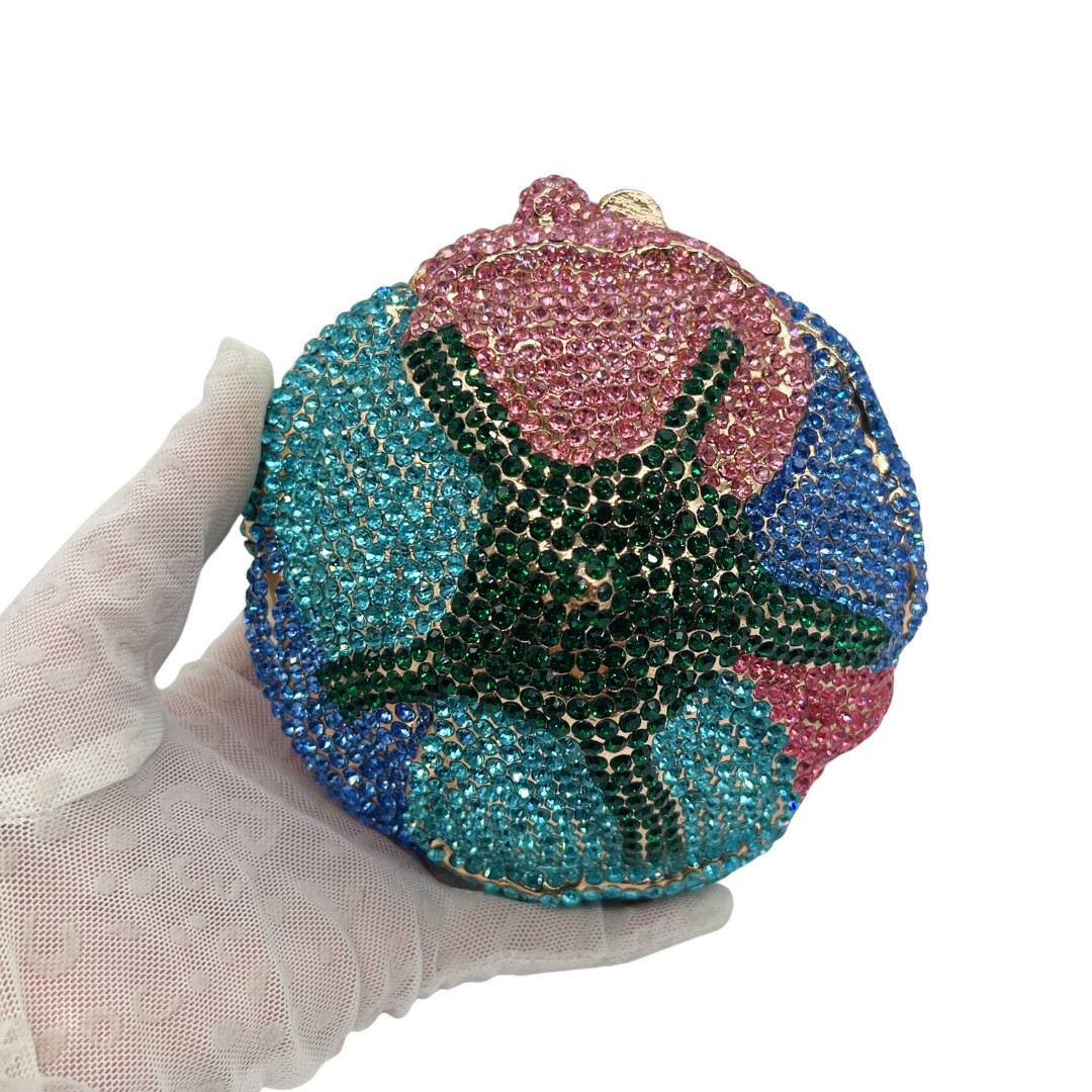 Bolsa de cristal transfronteriza con diamantes para la cena bolsa de mano de brotes de flores de lujo ligera bolsa de banquete de diamantes de color