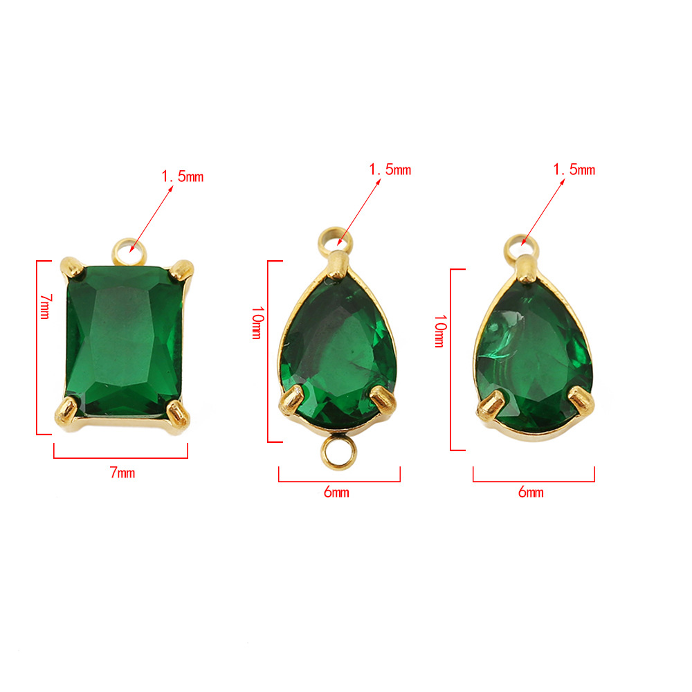 5 PCS/Package 10*6mm 7*7MM Hole 1~1.9mm 304 Stainless Steel Zircon Geometric Polished Pendant display picture 5