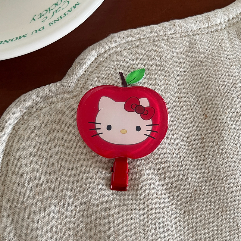 Kitty商店！质感滴胶蝴蝶结猫咪   发夹鸭嘴夹时髦豹纹三角发卡发|undefined
