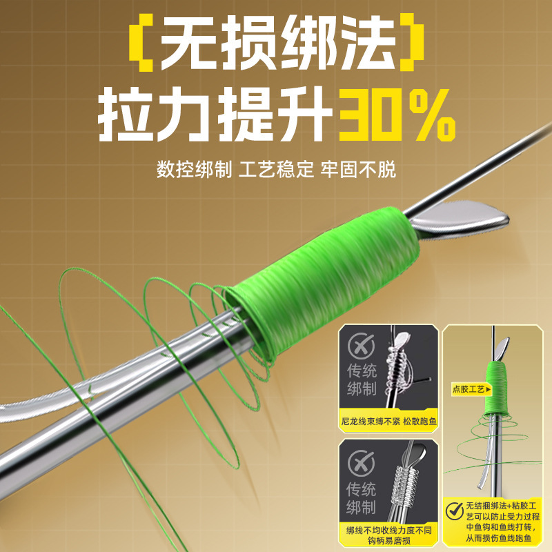 傲湖无结子线成品双钩带护线绳4S宽柄新关东鲢鳙专用子线钩钓组|undefined