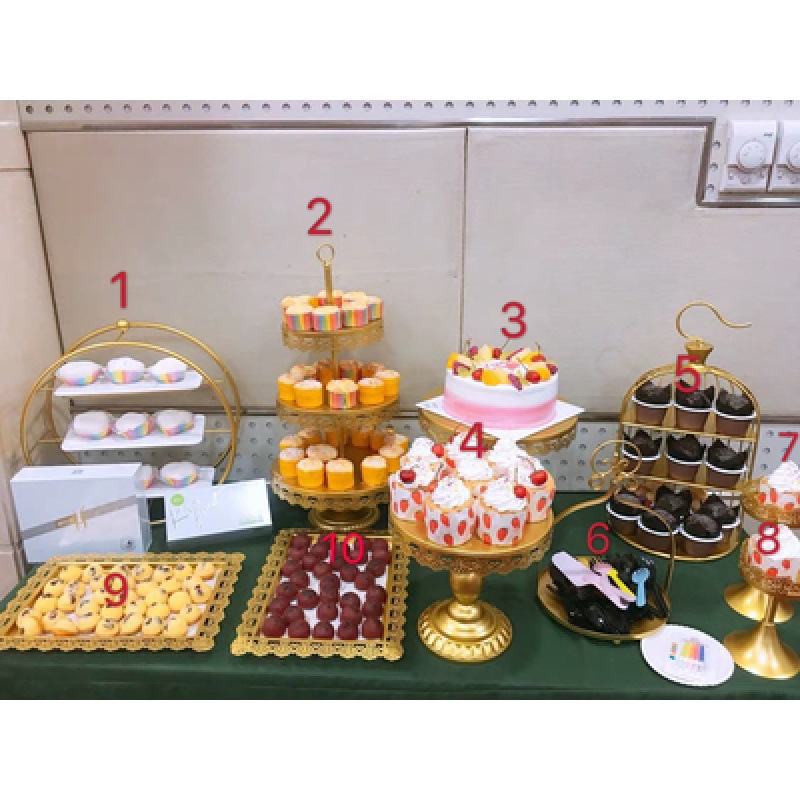Decoración de mesa de postres de boda de oro, estante de pastel europeo, propósitos de boda, bandeja de pastel de encaje, estante de refrigerio de hierro forjado, 12 juegos image 25