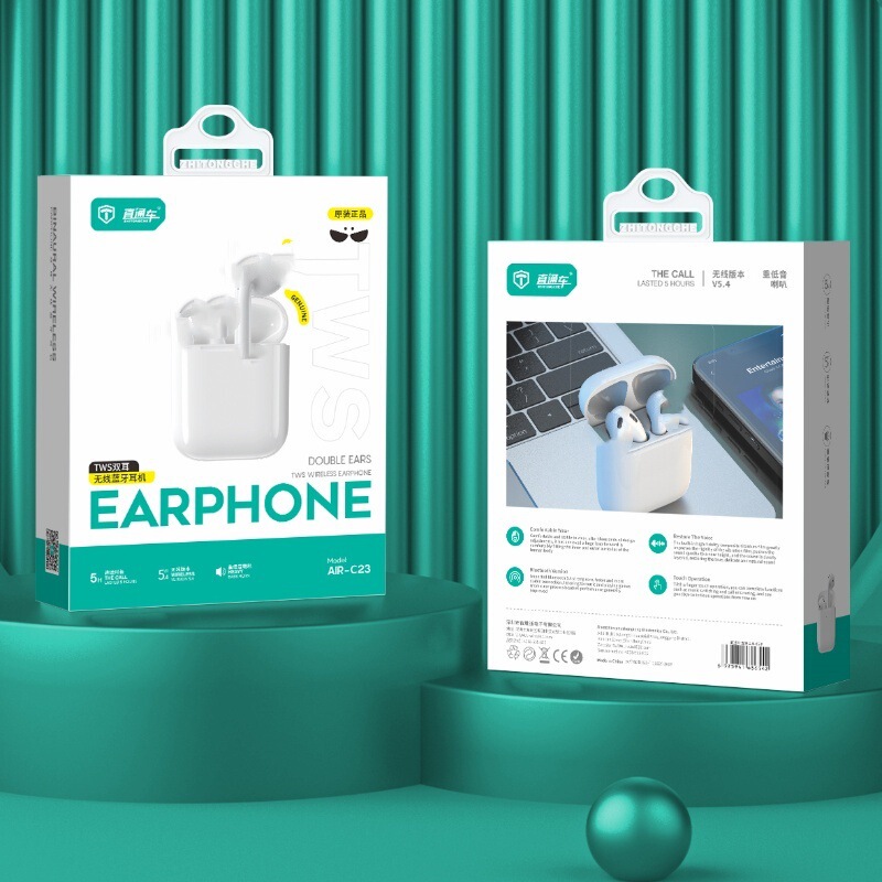 Through train C23 binaural Bluetooth headset 5.0 automatic pop-up window sports wireless headset can be renamed positioning batch