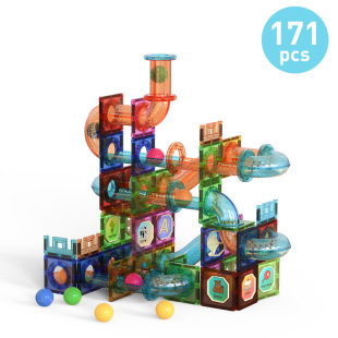 Color window magnetic pipe set 171 pieces barrel changeable three-dimensional magnetic piece Children's splicing building blocks toys wholesale