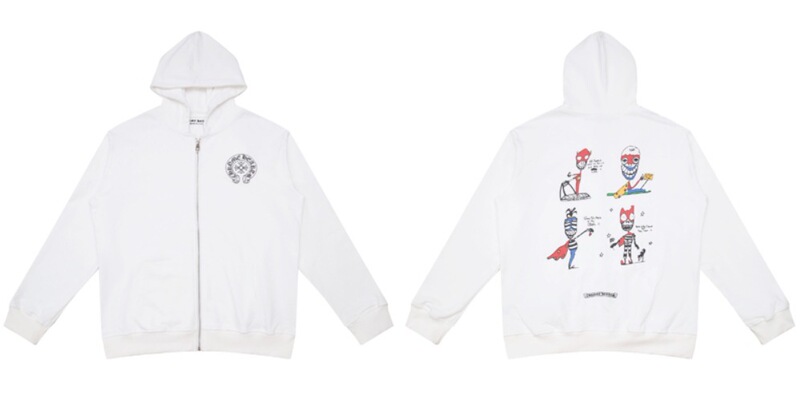 24ss 新しい高品質クロムハーツ馬蹄クロスフード付きジッパートレーナー工場卸売|undefined