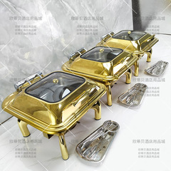 国境を越えた金色の正方形のステンレス製のセルフサービスストーブは、ホテルのレストランの加熱を厚くする