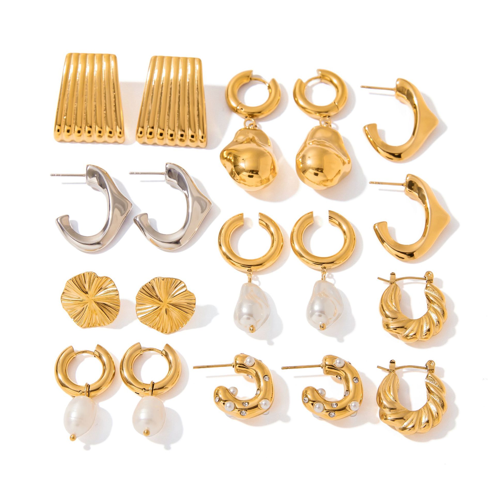 Jieding Pendientes de acero inoxidable europeos y americanos Pendientes de perlas de lujo ligero, sentido de diseño femenino, joyería de acero de titanio de nicho transfronterizo
