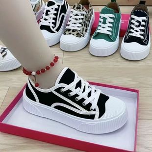 Biscuit Shoes for Women 2025 Spring Versatile High-Looking Fashionable Outer Sneakers Popular Ins Casual Student Canvas Shoes