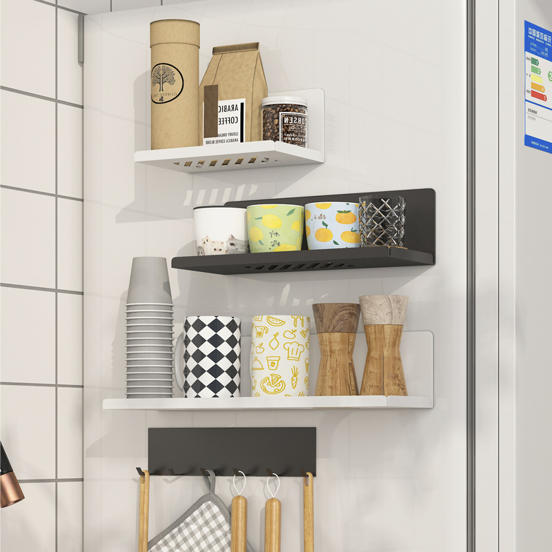 Refrigerator Magnetic Storage Rack Side Storage Rack Punch-Free Glass Cup Kitchen Multi-Functional Wall-Mounted Storage Artifact